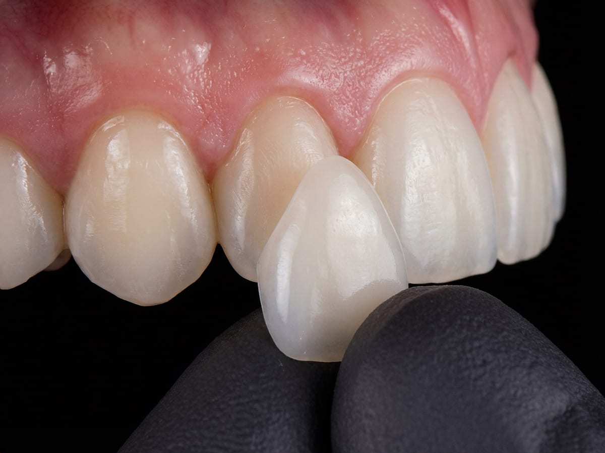 Handgeschichtete Keramik-Veneers auf dem Meistermodell